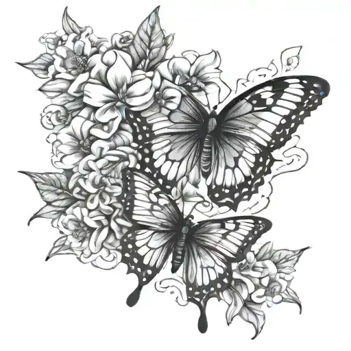 Butterfly And Flowers