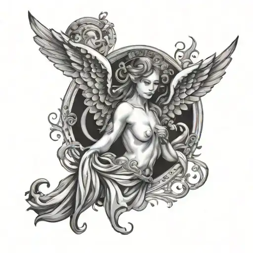 Angel With Siligism Designs Surrounding