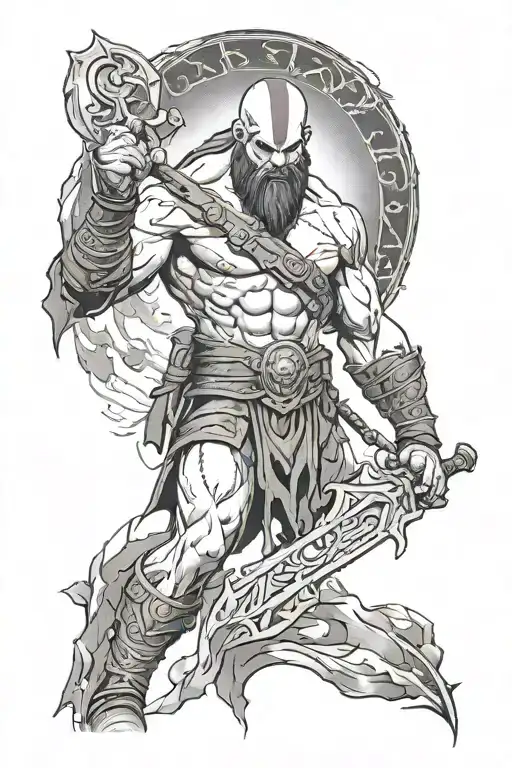 God Of War Full Sleeve Tattoo Featuring