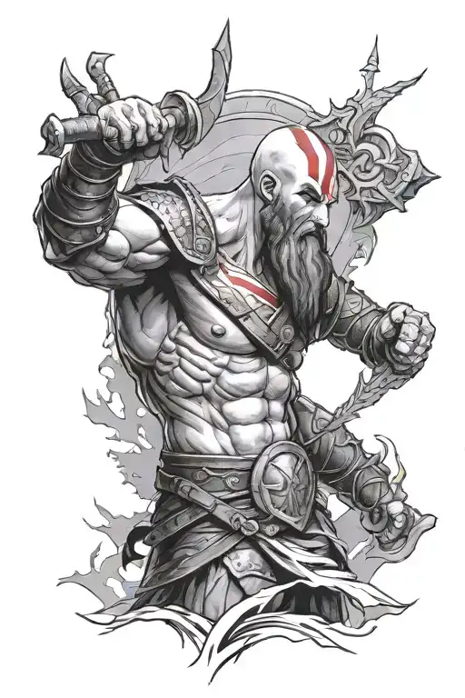 God Of War Full Sleeve Tattoo Featuring