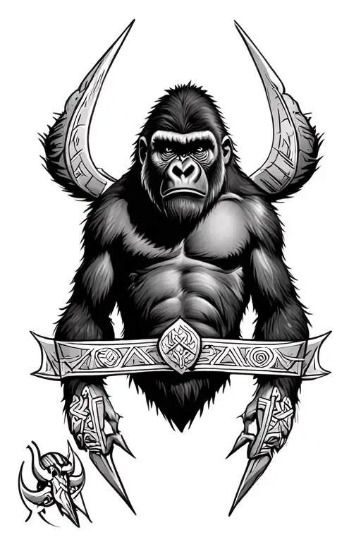 Gorilla With Viking Symbols