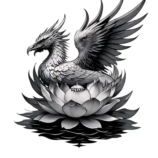 Phoenix Rising From Lotus