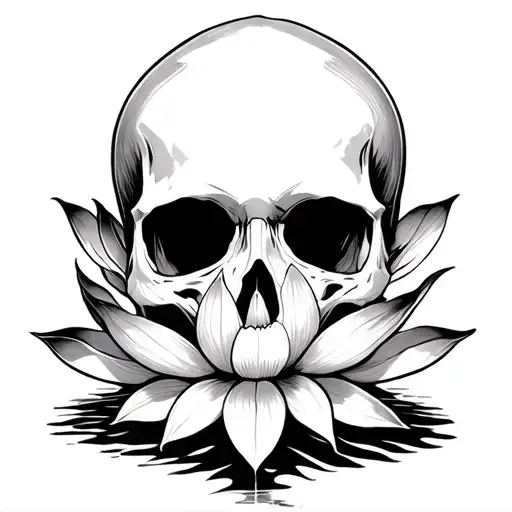 Skull Eating A Lotus Flower