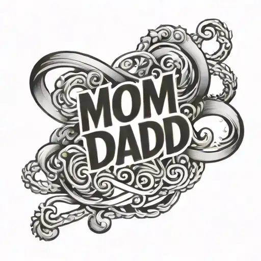 A Hand Band With Written Mom Dad