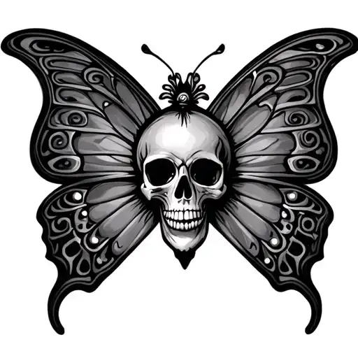 The Shape Of A Butterfly With A Skull Inside It