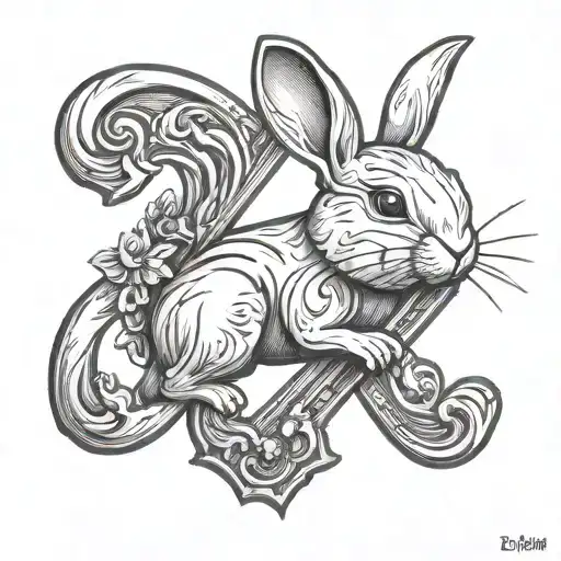 First Letter J With Rabbit