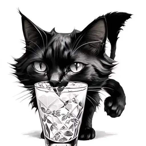 Black Cat And Gin Glass