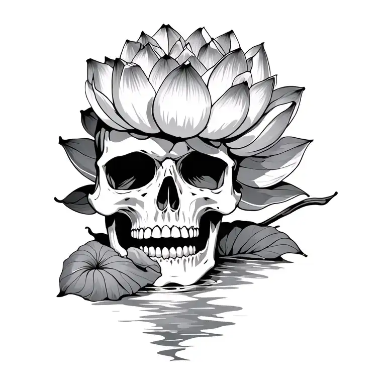 Skull Eating A Lotus Flower