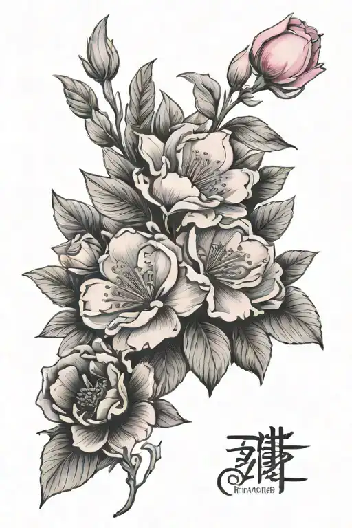 Pink Flowers On Shin