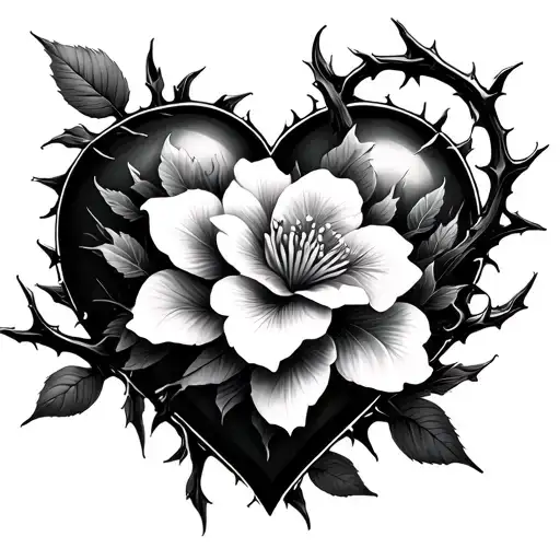 Heart Outlines In Jasmine Flower And Thorns For Men