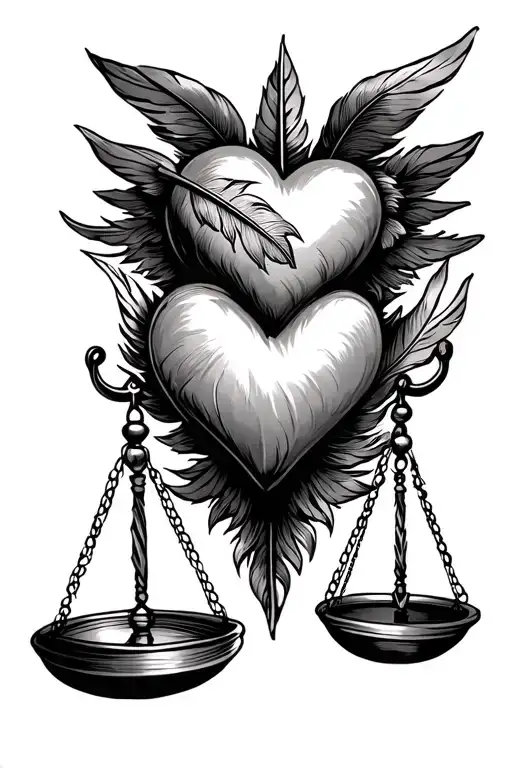 Scales Of Justice Tattoo Weighing A Heart With A Feather