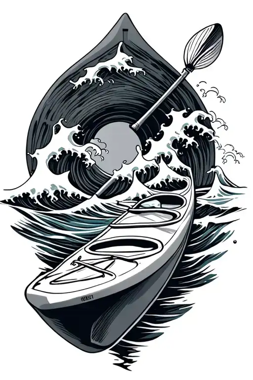 Kayak And Waves Forming The Shape