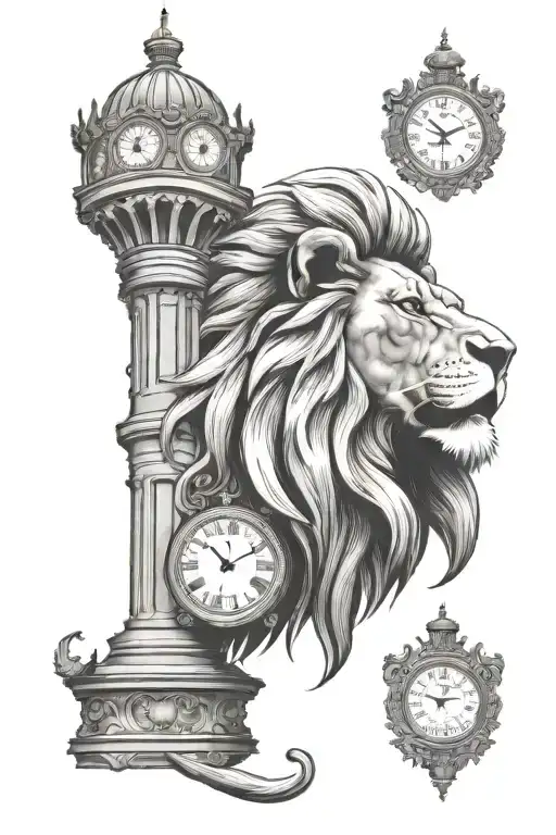 Lion Head With Clock Tower