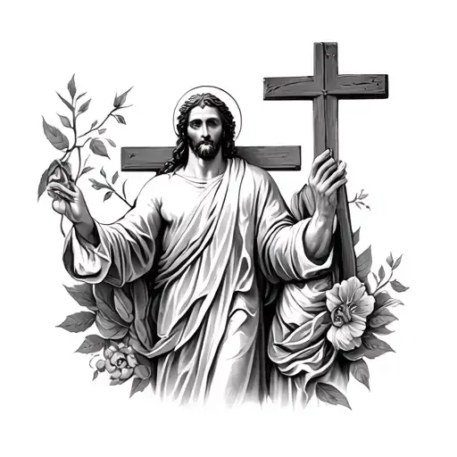 Half Sleeve Christian Tattoo With Multiple Christian Representations