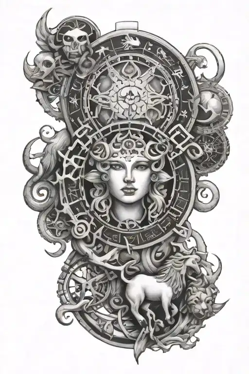 Pieces Zodiac Symbols Half Sleeve