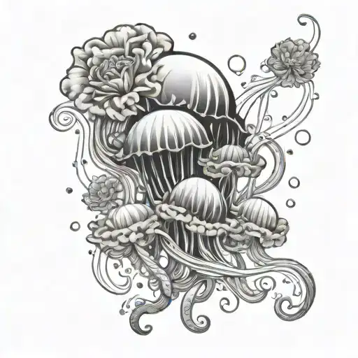 Jellyfish And Flowers Symbolizing