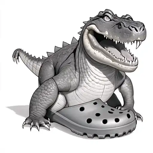 Realistic Alligator Full Body Wearing Crocs