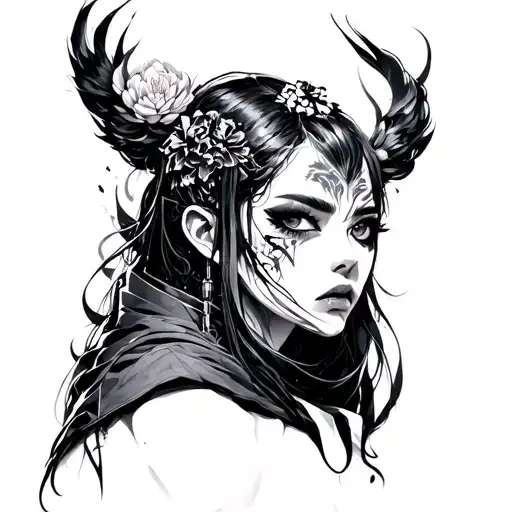 Japanese X Cyberpunk Blackwork