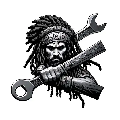Dreadlock War Chief Hold Wrench Crossed Together