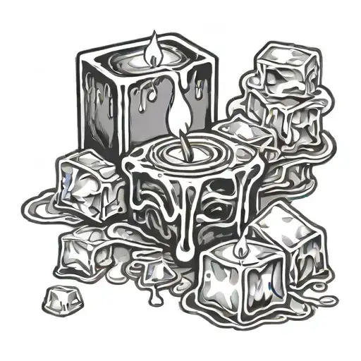 Melting Candle And Ice Cube