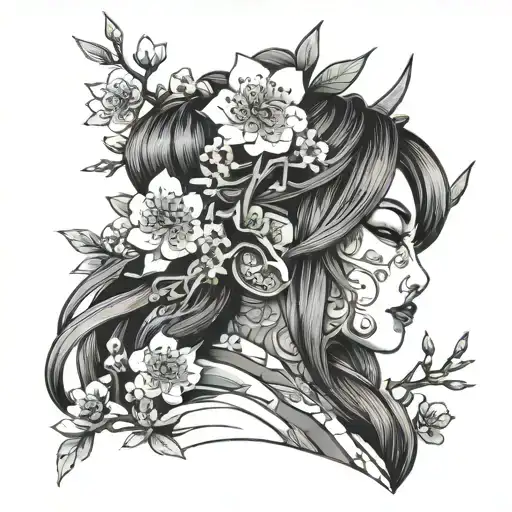 Japanese Girl Cherry Blossom Mask