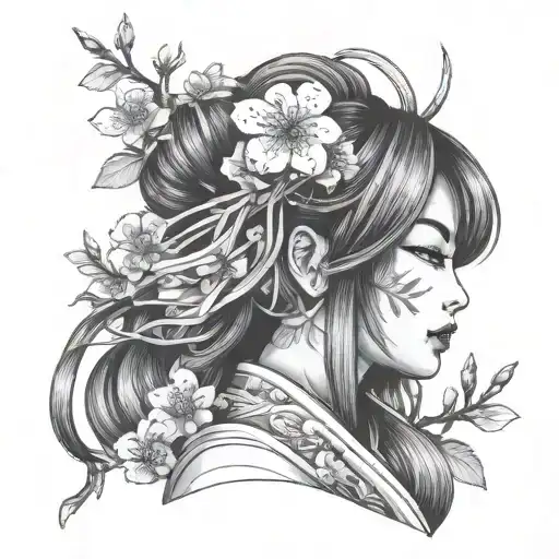 Japanese Girl Cherry Blossom Mask