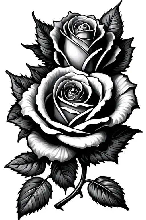 Rose With Cursive Word Stem