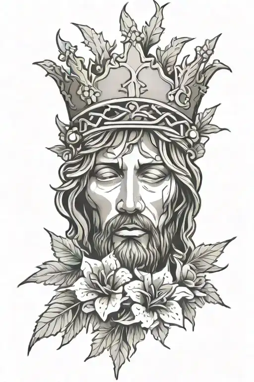 Jesus Crown With Thorns And Flowers