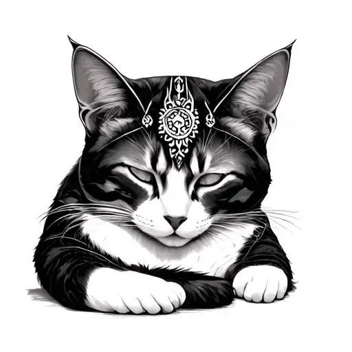 Goddess Eris And Cat Sleeping