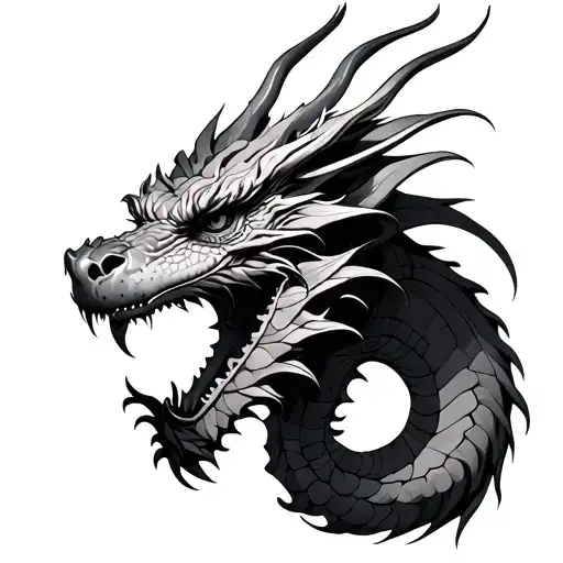 Libra Dragon Tattoo Realistic Portrait