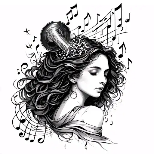 Aquarius Woman Pouring Out Music Notes