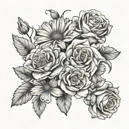 Daisies And Roses Intertwined