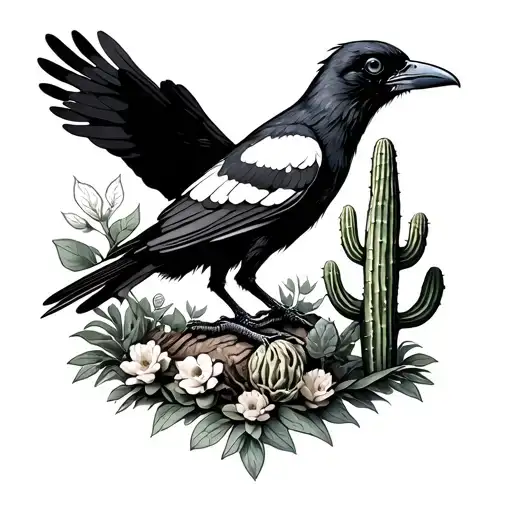Skeleton Crow And Cactus