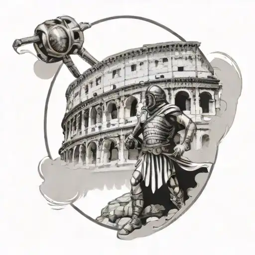 Colosseum With Warrior Battling