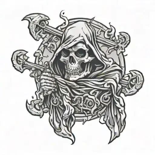 Grime Reaper Sorrounded By Skulls