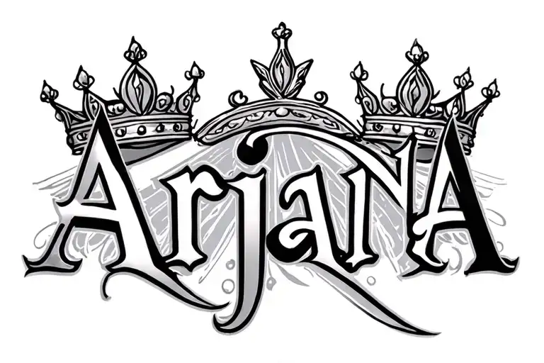 I Want To Do The Name Arjana Whit A Queen Crown On The Top Of The Letter A