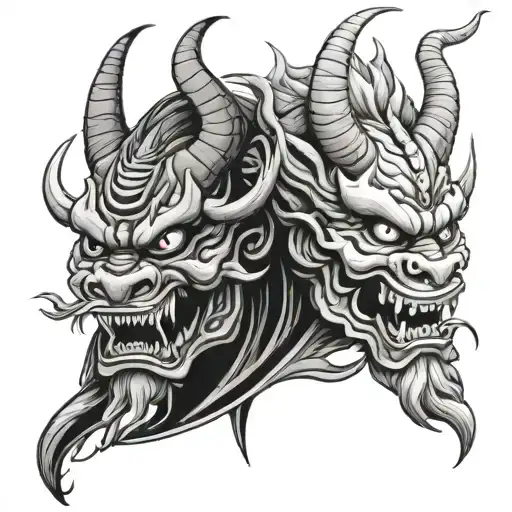 Japanese Dragon And Oni Mask