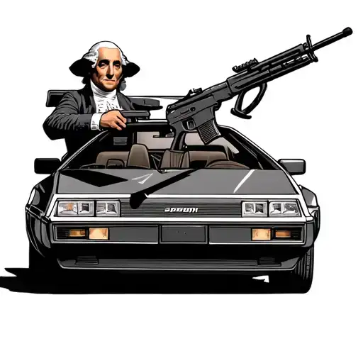 George Washington Holding An Ar15 Driving A Delorean Dmc