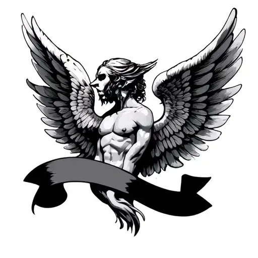 Flaco In A Banner Covering A Fallen Angle Wings