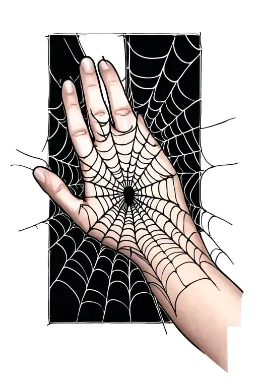 Spider Web On Hand With A Half Sleeve