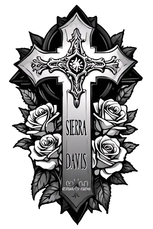 Cross And Roses With The Name Sierra Davis