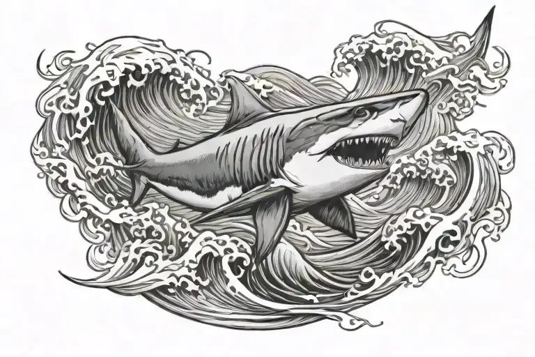 Shark Sail Boat Water Waves