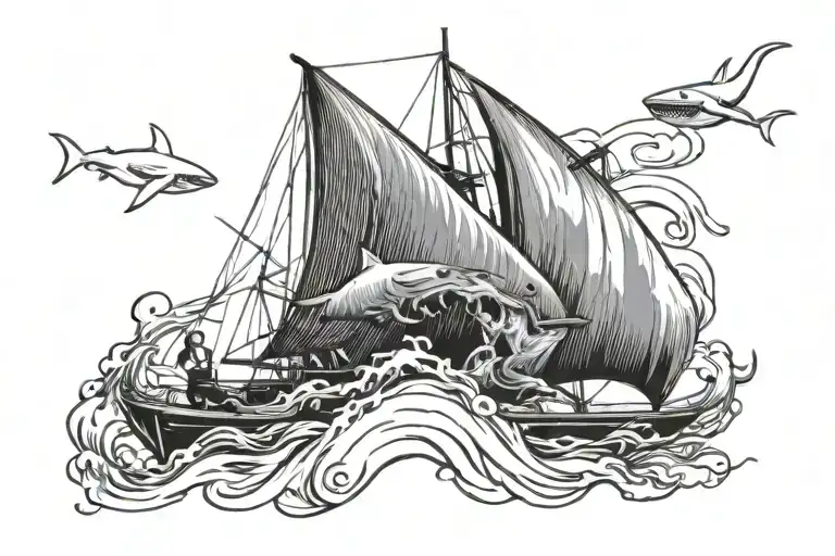 Shark Sailboat Ocean Flag