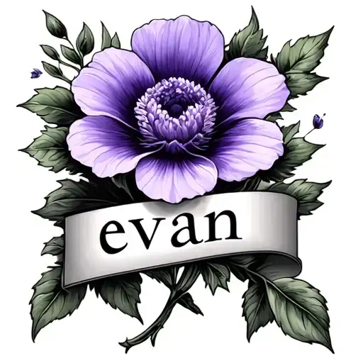 Violet Flower And The Name Evan Name