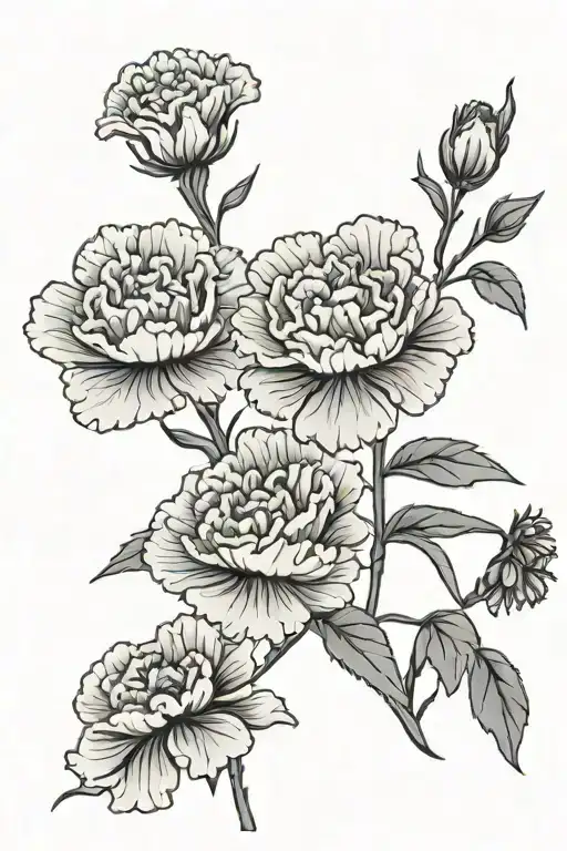 Carnations Flower Simple Line