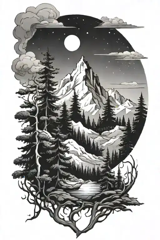 Forest Mountain Scene