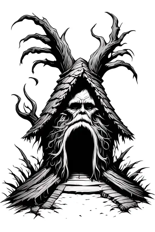 Baba Yaga On The Background Of A Hut