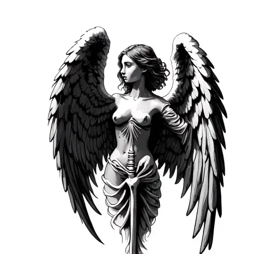 Angel Wings With Bones On The Left Side