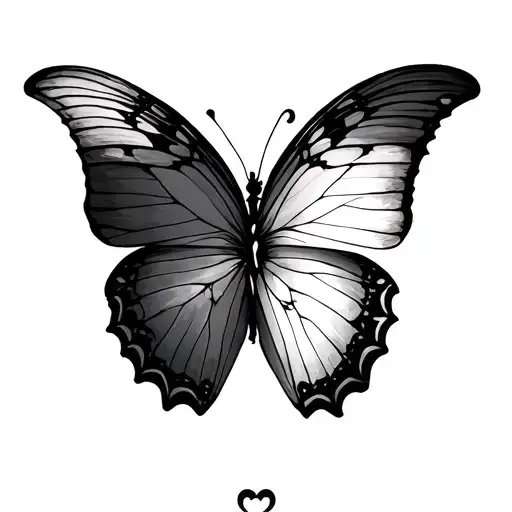 Half Heart And Half Butterfly Minimalist