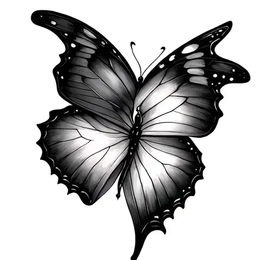 Half Heart And Half Butterfly Minimalist